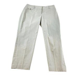 Loft Julie Cropped White with Gray Pinstripe Trousers Career Pants Sz 6